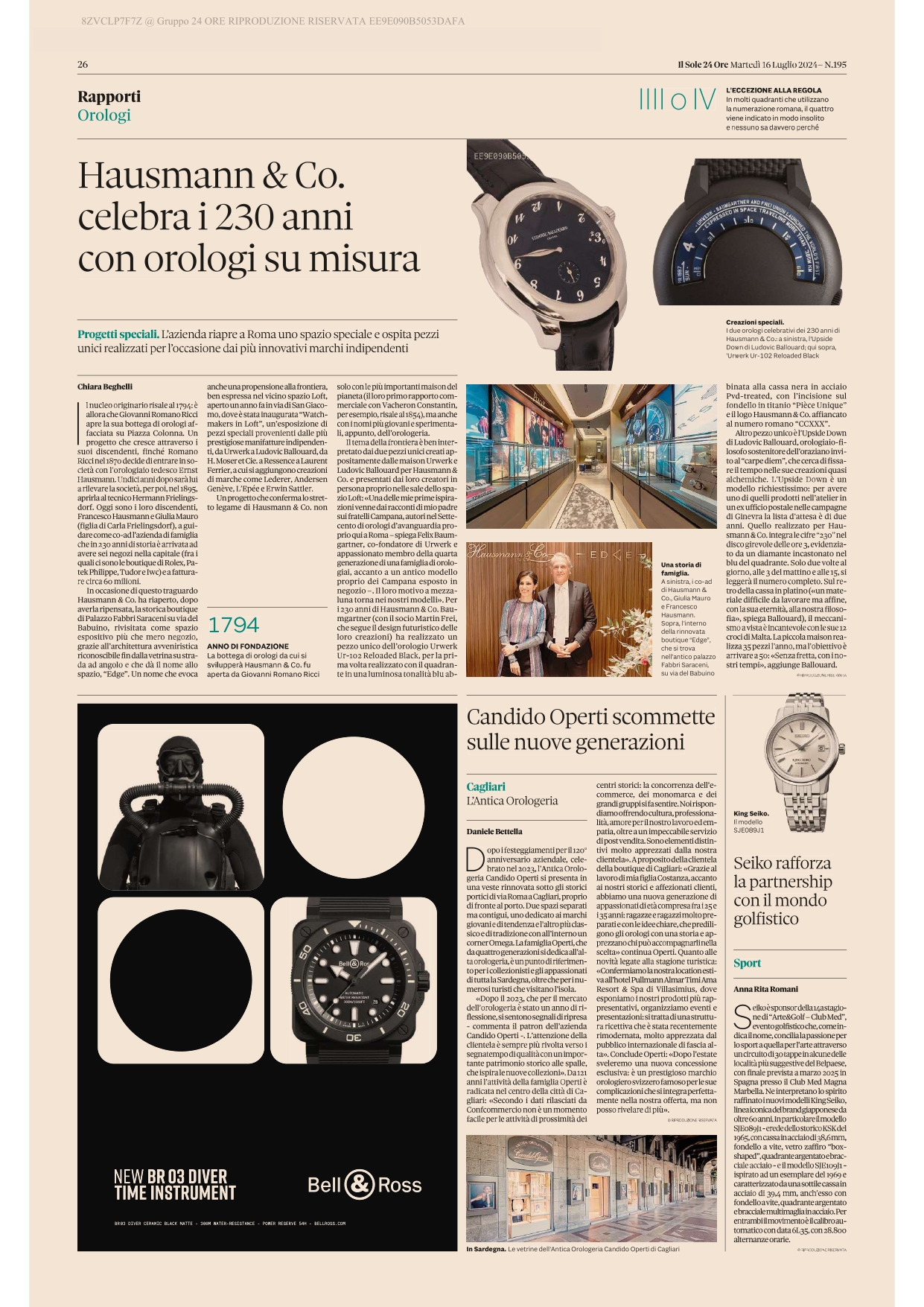 Hausmann &#038; Co. celebra i 230 anni con orologi su misura