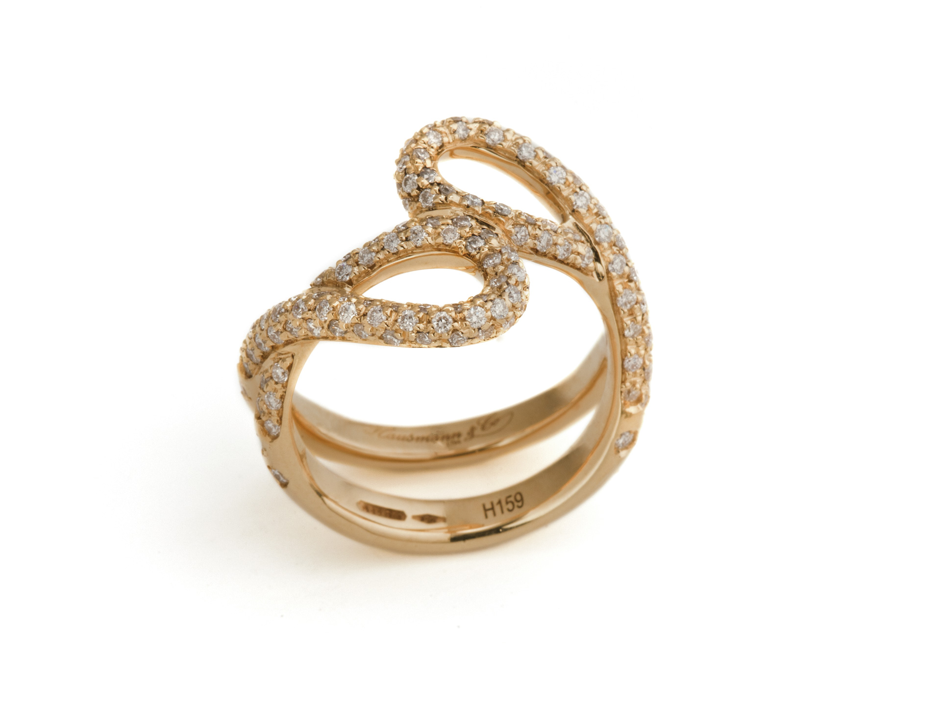 Anello doppio infinito in oro giallo e diamanti