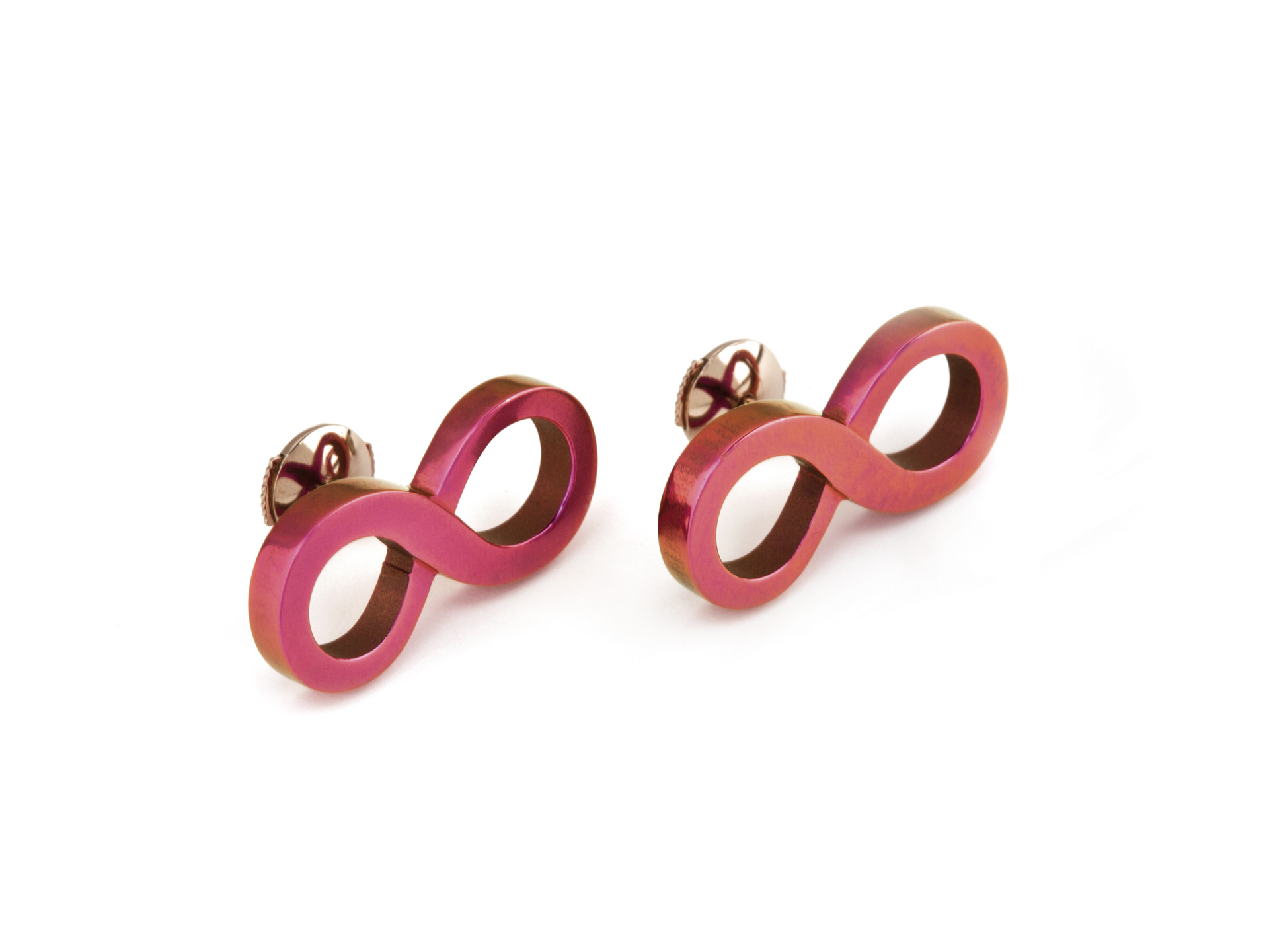 Orecchini infinito in titanio rosa