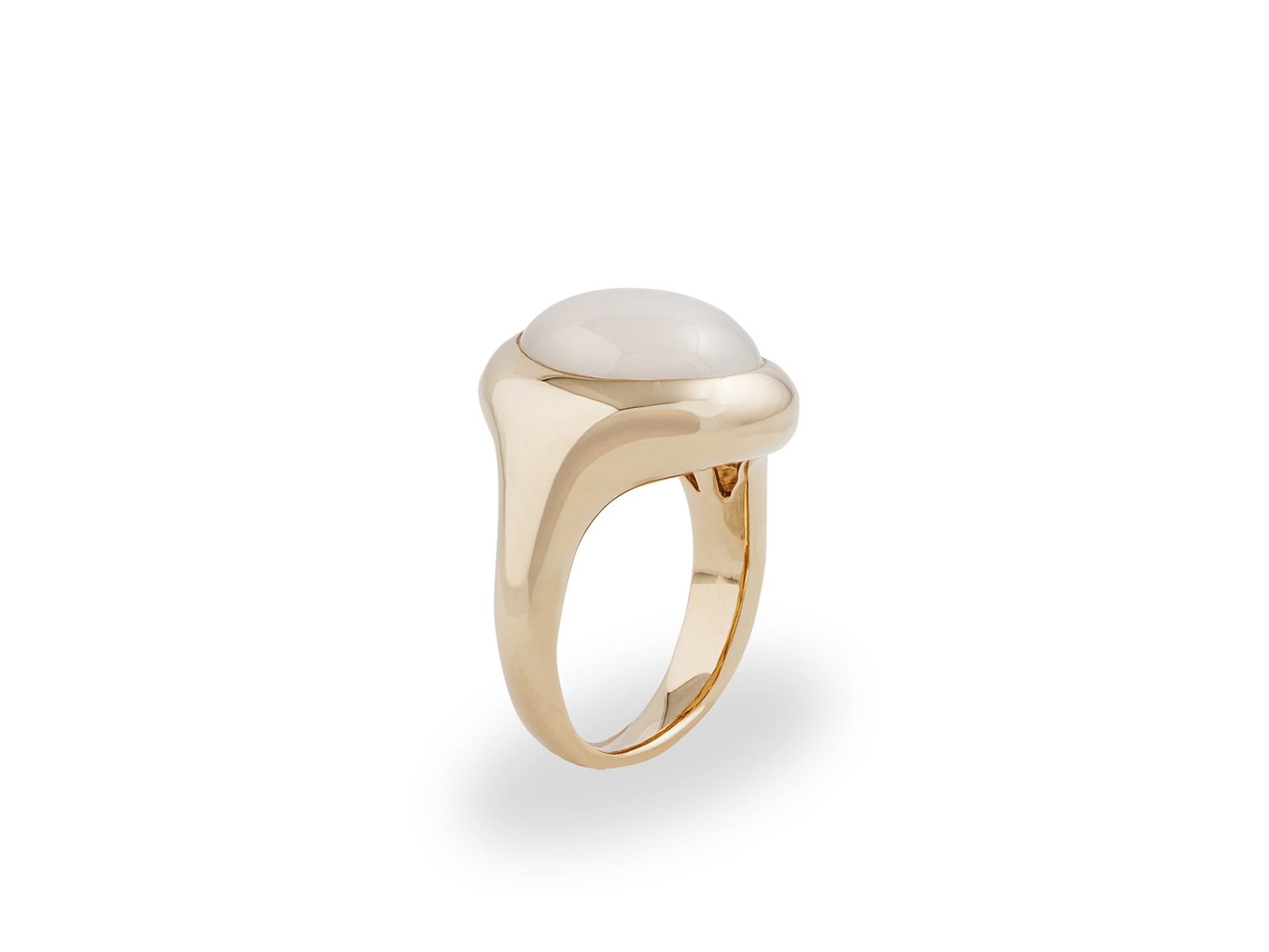 Anello con cabochon tondo di adularia
