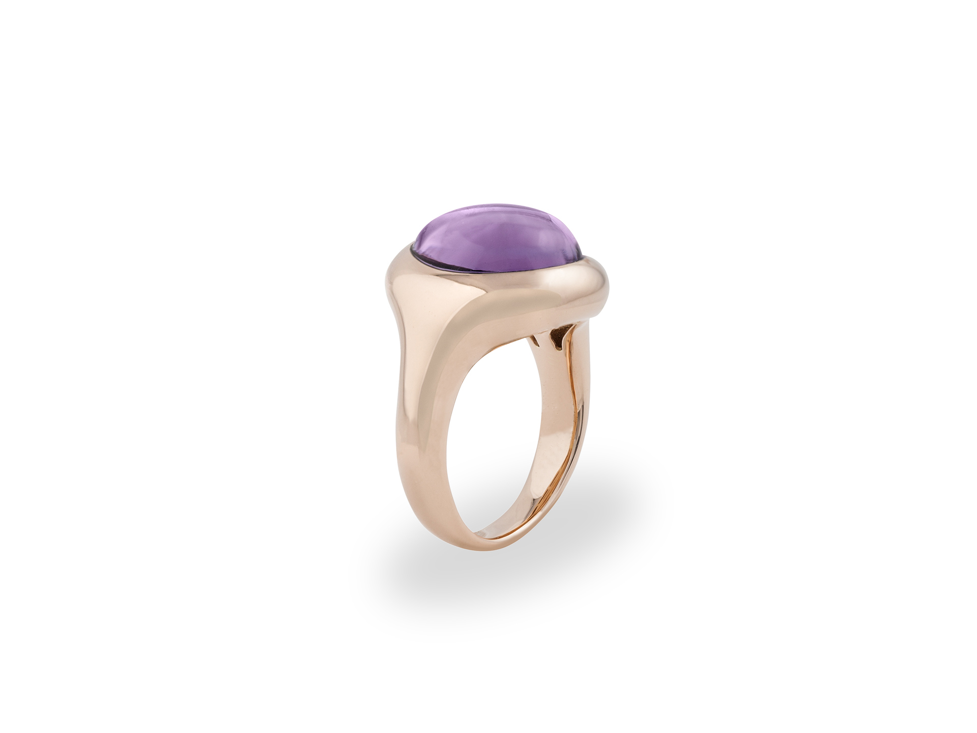 Anello con cabochon tondo di ametista