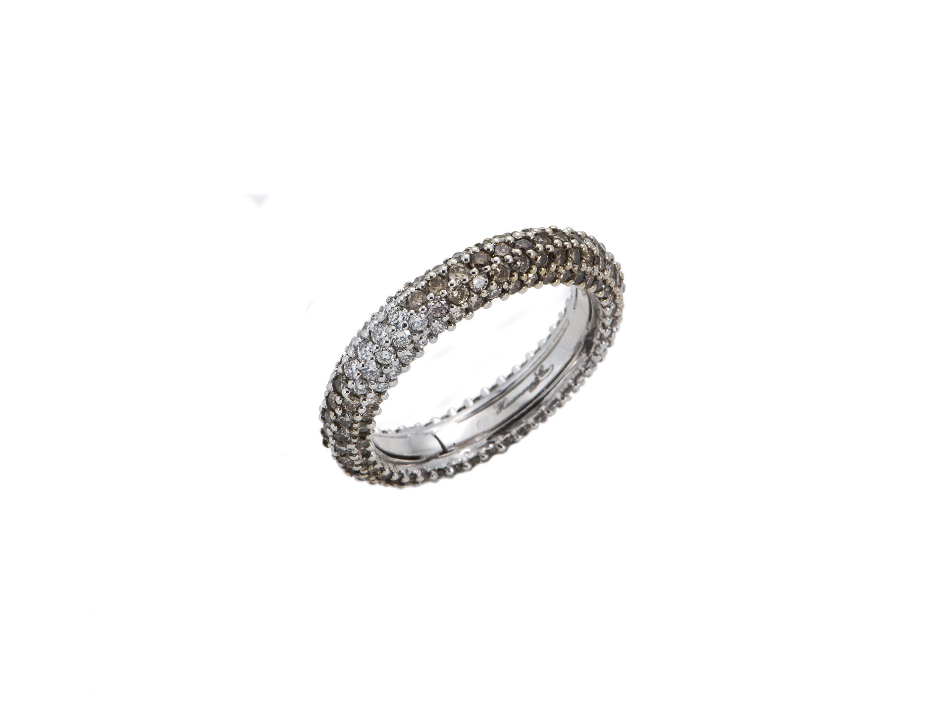 Anello a veretta con diamanti bianchi e brown
