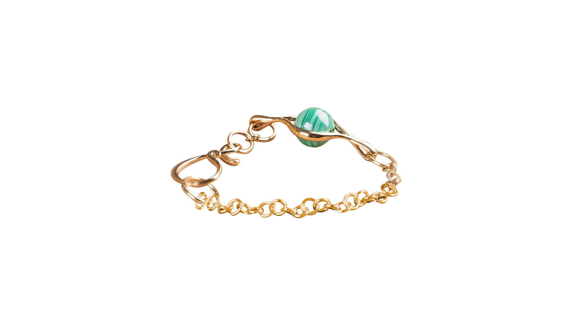 Bracelet in yellow gold and Malachite