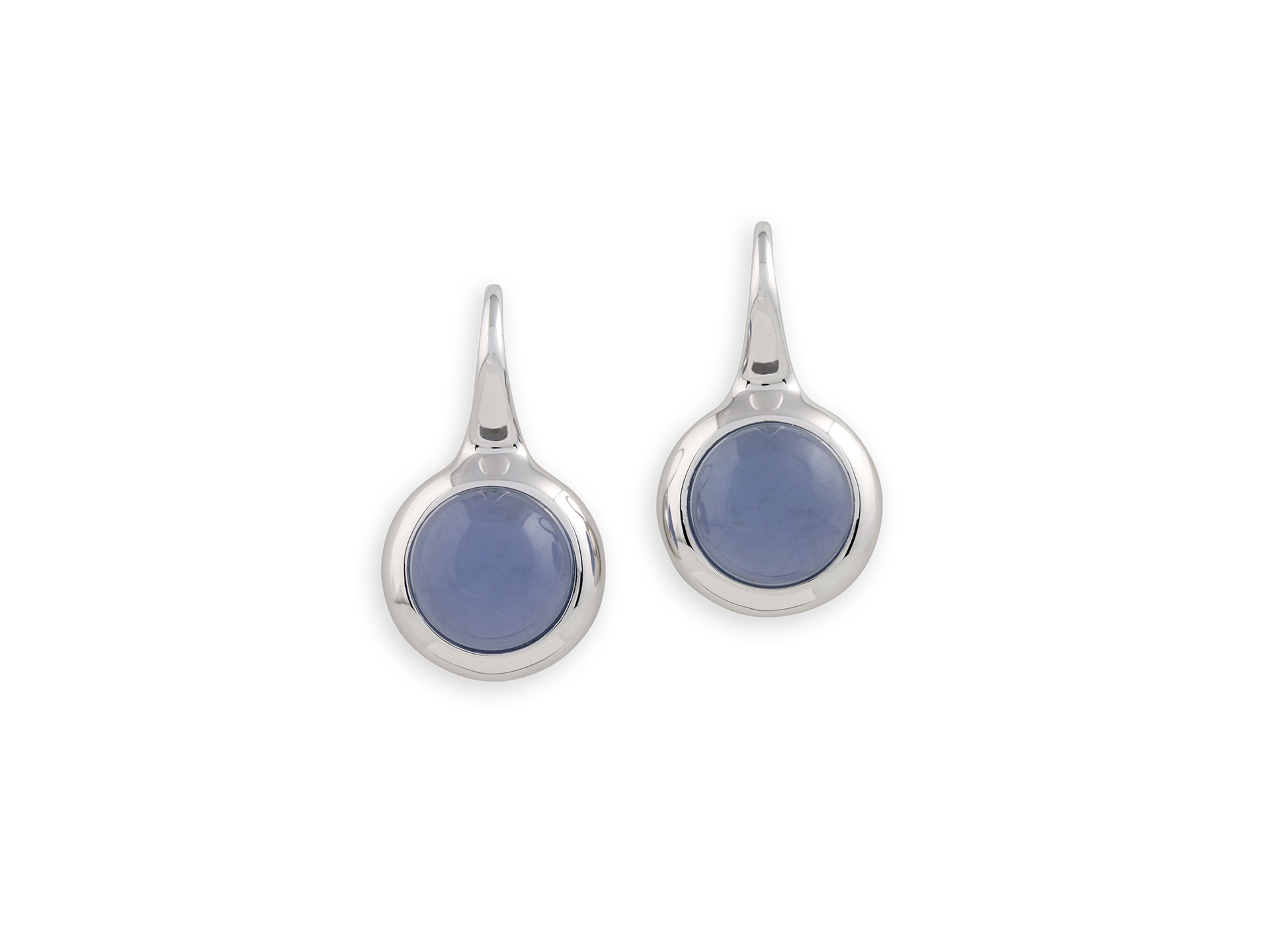 Orecchini con cabochon tondo di calcedonio