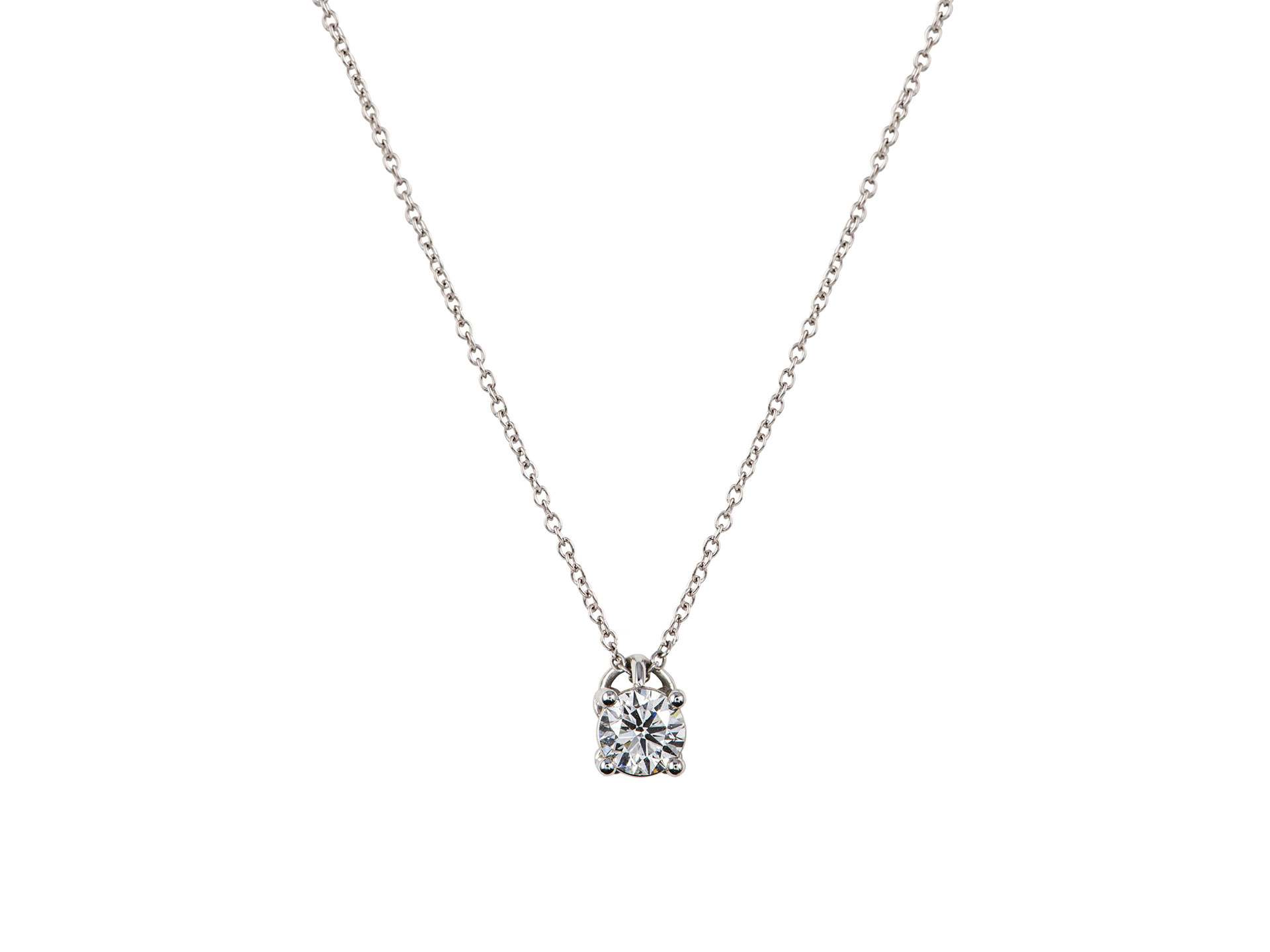 Solitaire diamond necklace in white gold