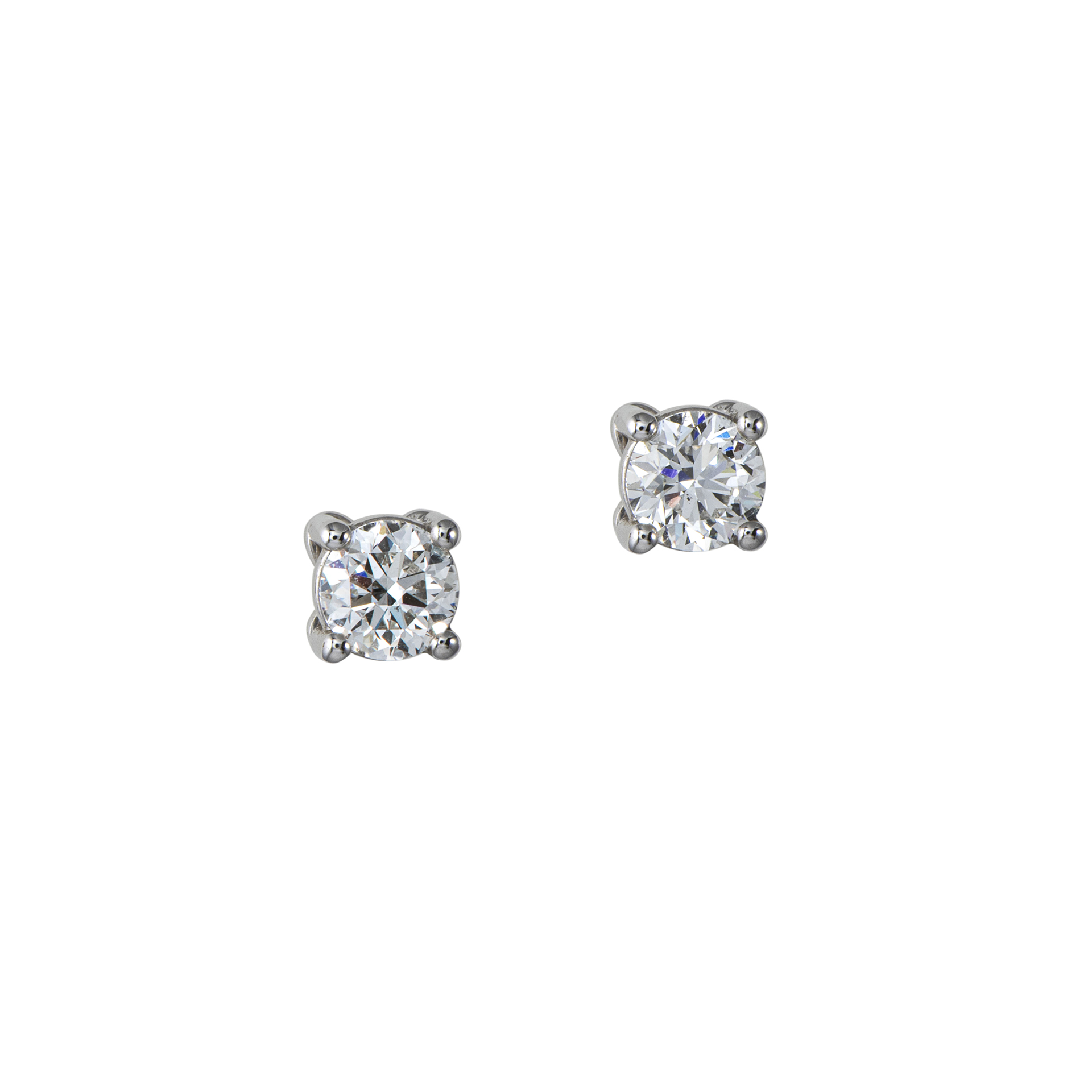 Solitaire diamond earrings in white gold