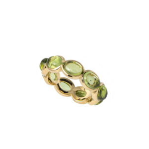 Band ring in gold and hydrothermal stones