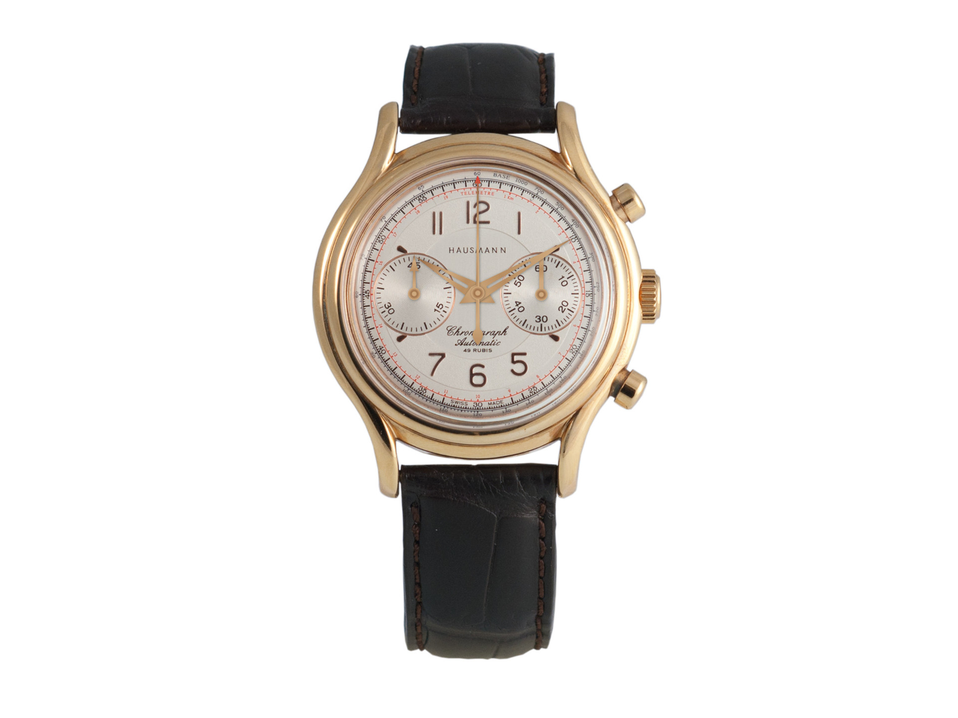 Plated classic chronograph with white dial