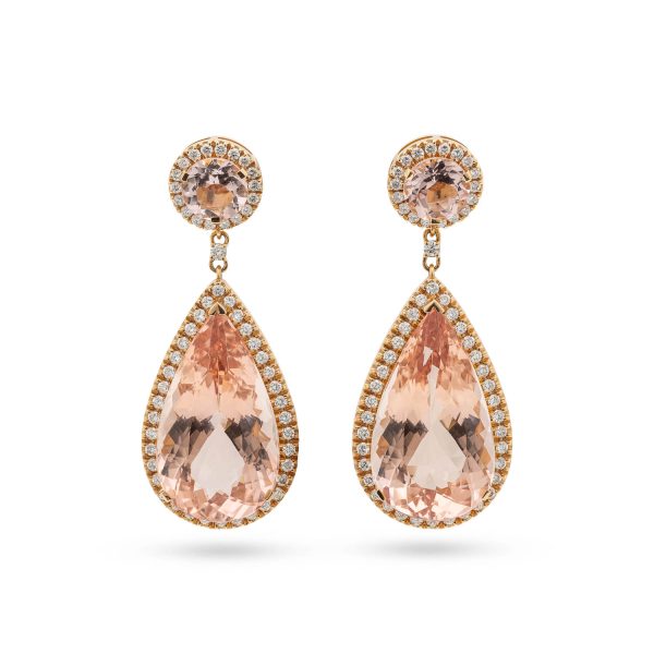 Drop earrings morganite ct 35 with brilliants ct 1.70 also available in white gold and aqua marina