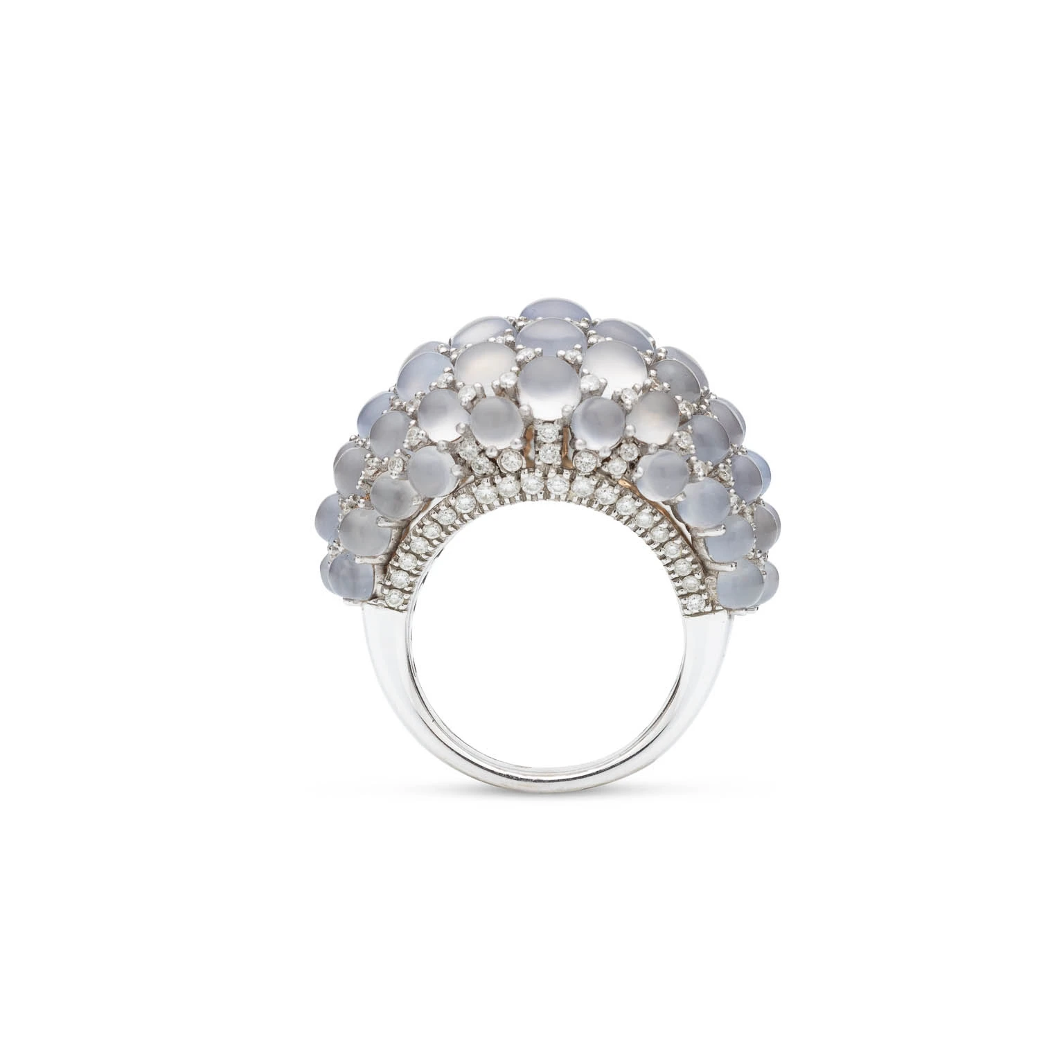 Blackberry ring in white gold and chalcedony with diamonds for ct 1.30
