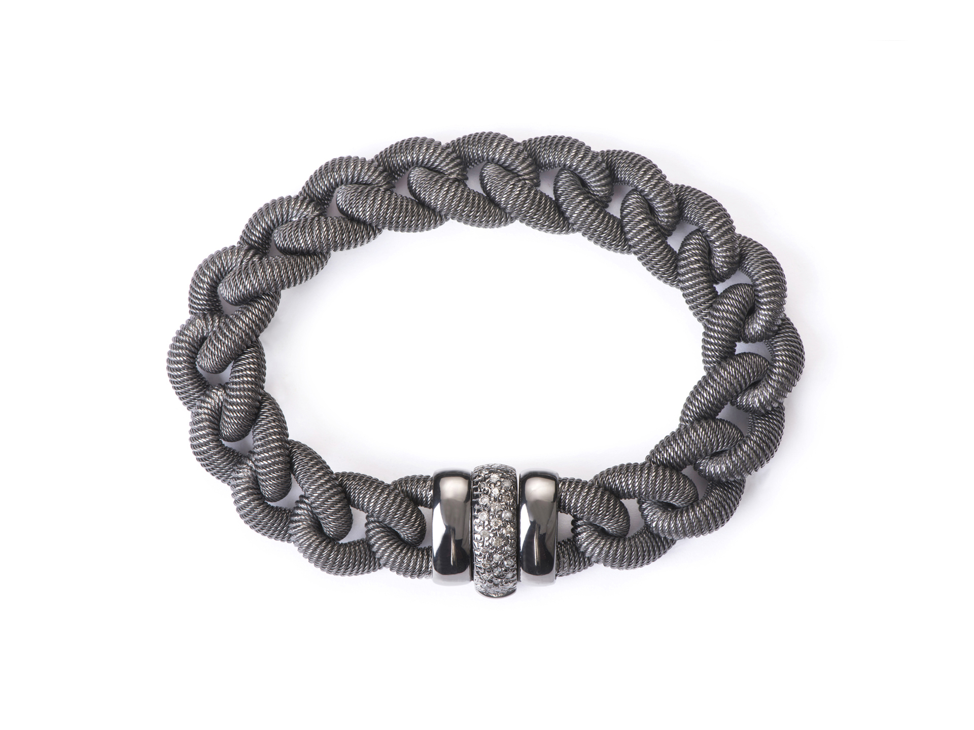 Bracciale a catena grigio con diamanti grigi