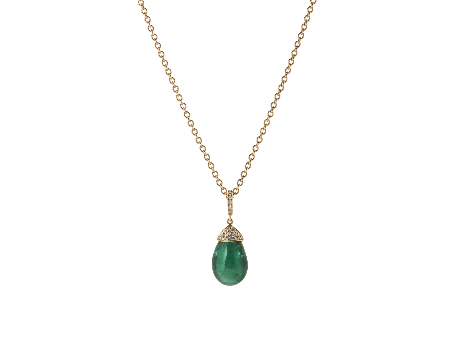 Ciondolo con cabochon di smeraldo e diamanti