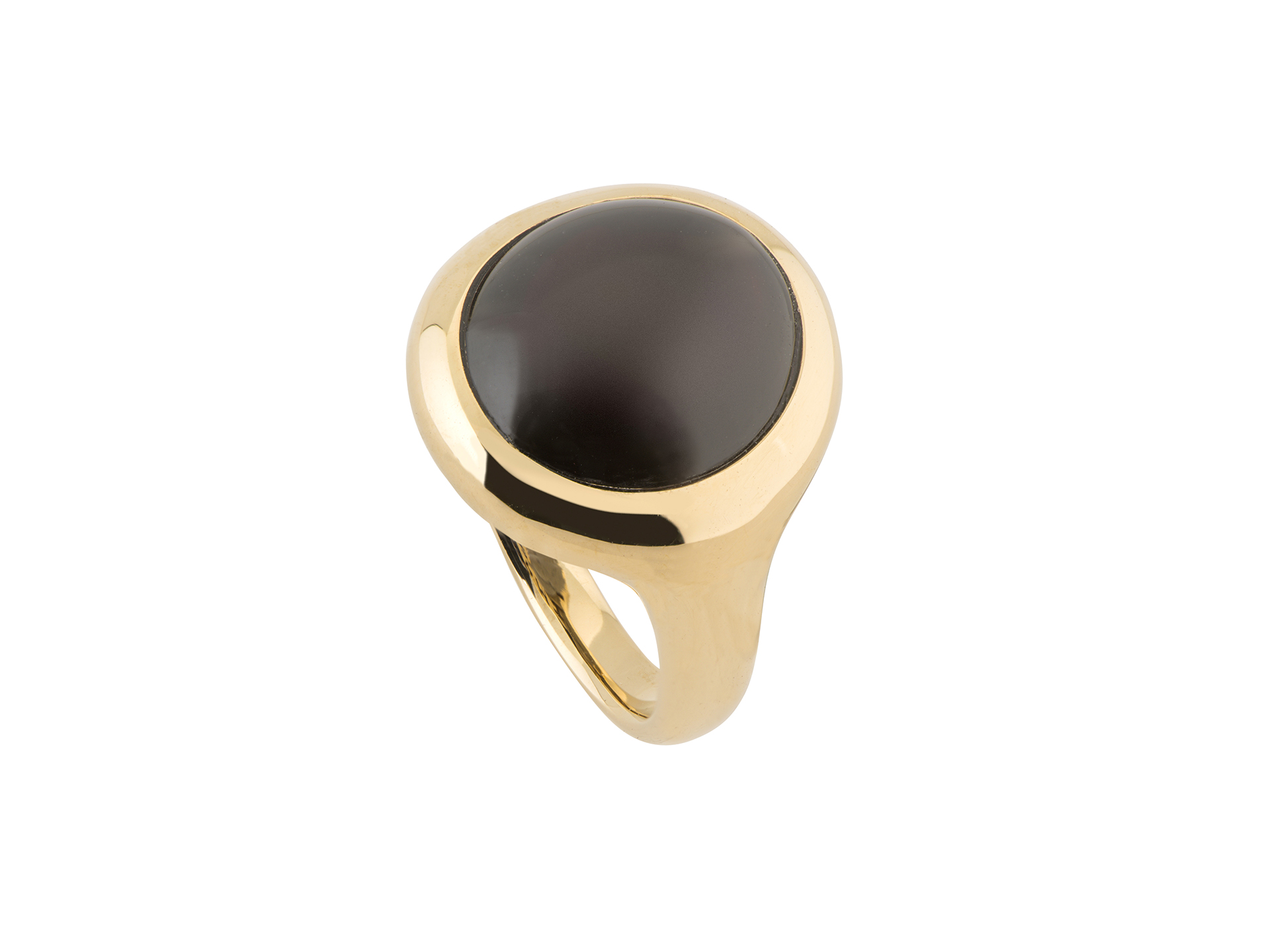 Anello con cabochon tondo di granato bordeaux