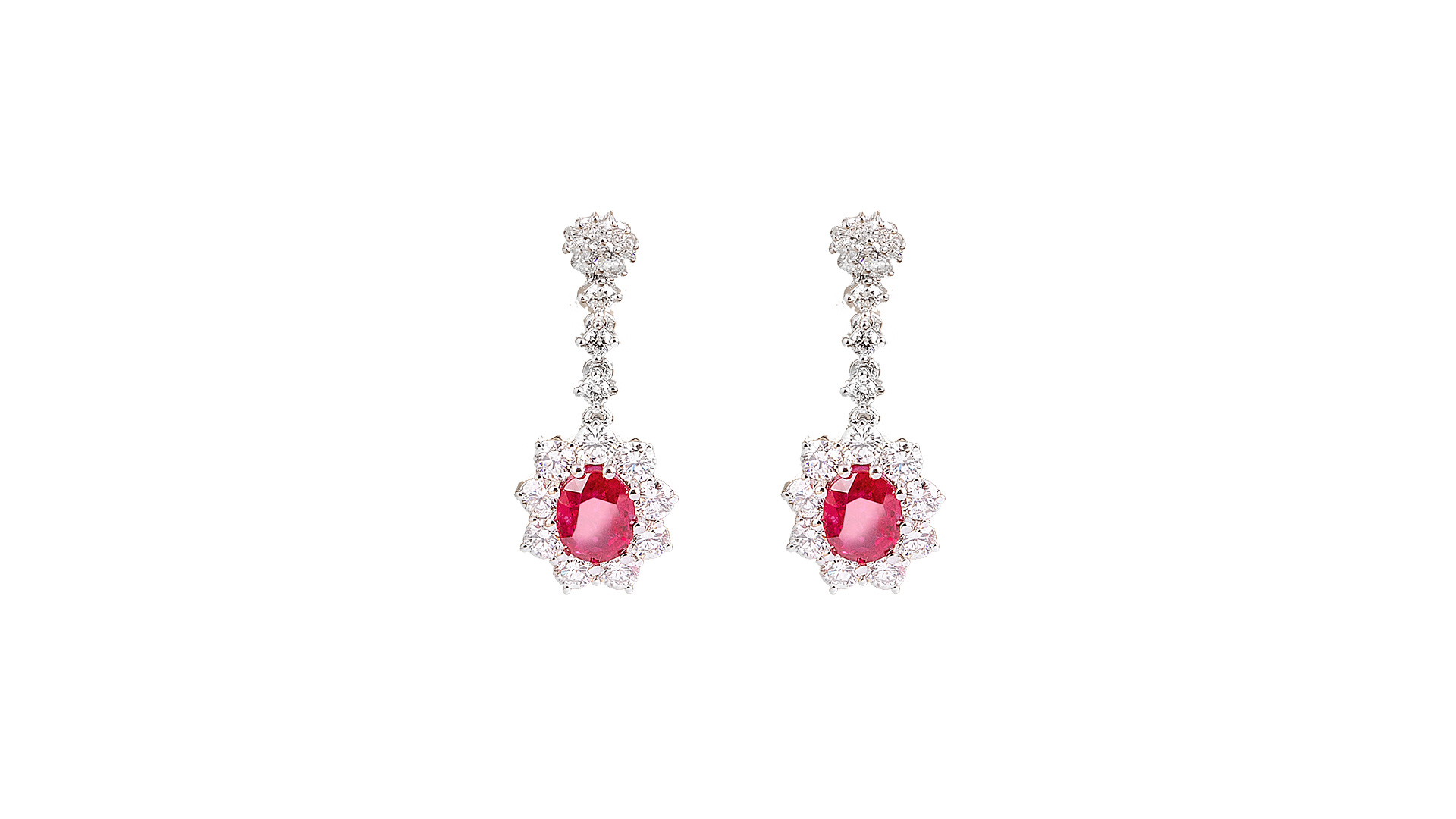 White gold and ruby earrings
