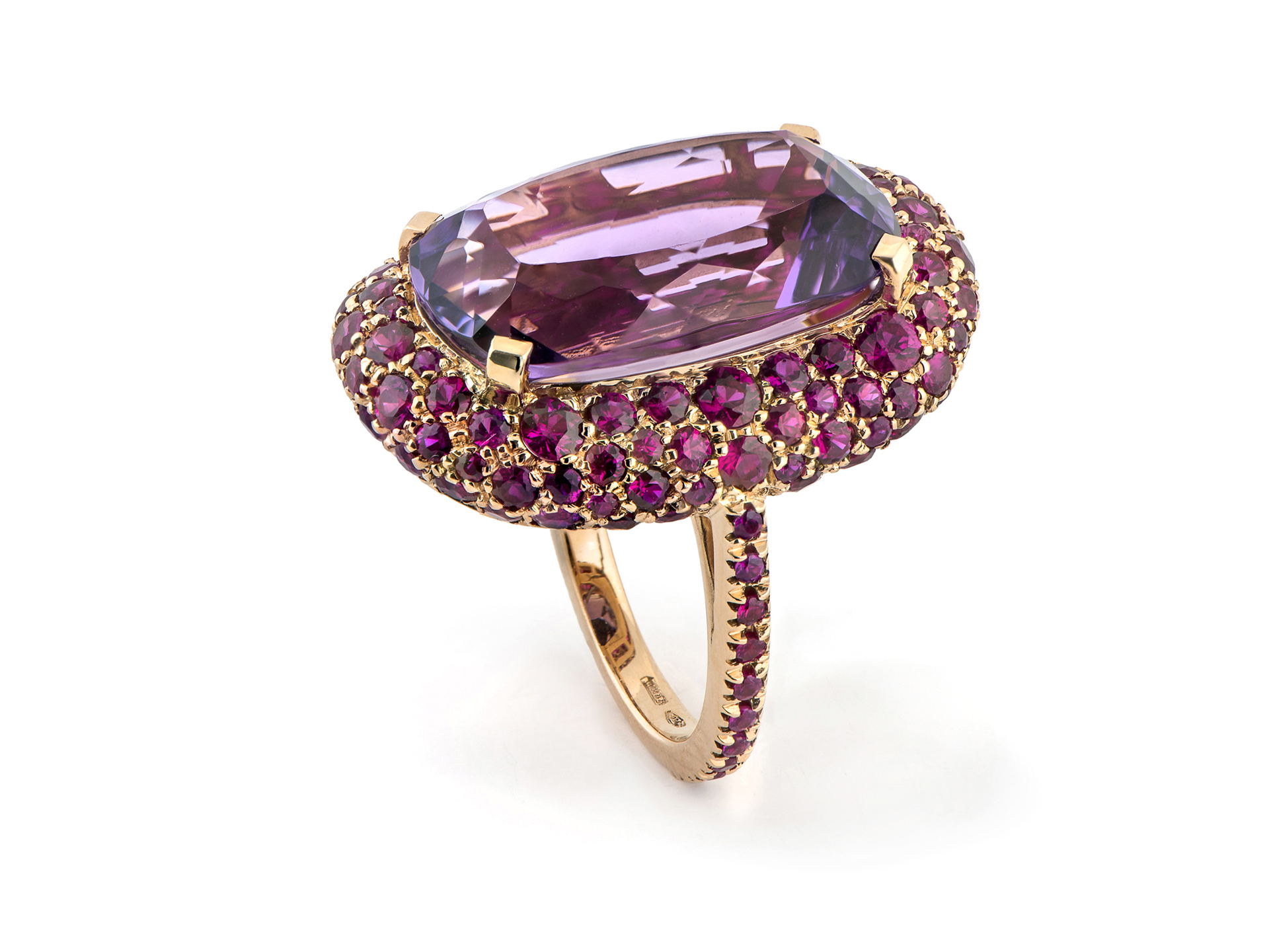 Anello con ametista e rubini