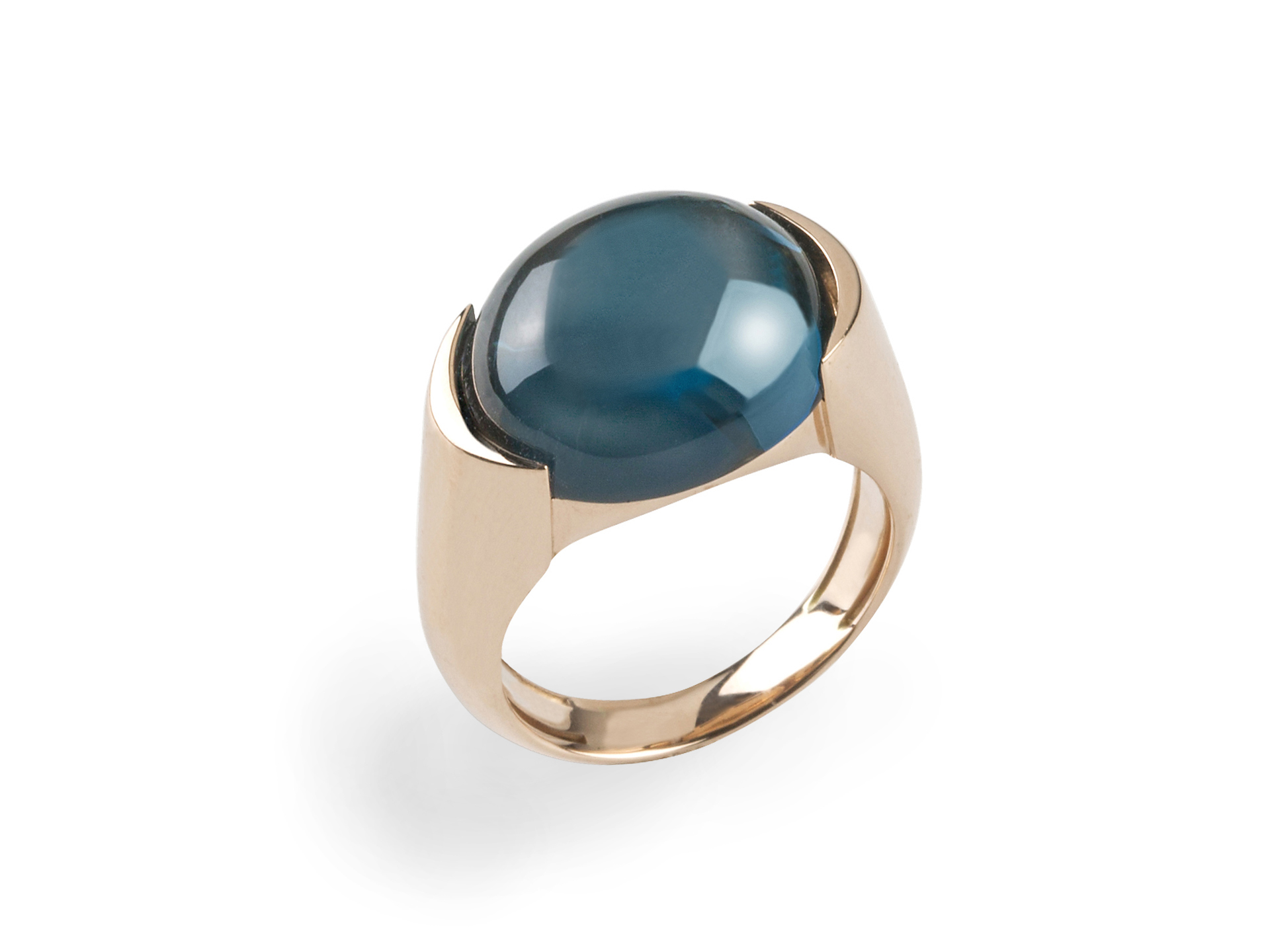 Anello in oro rosa con topazio blu London