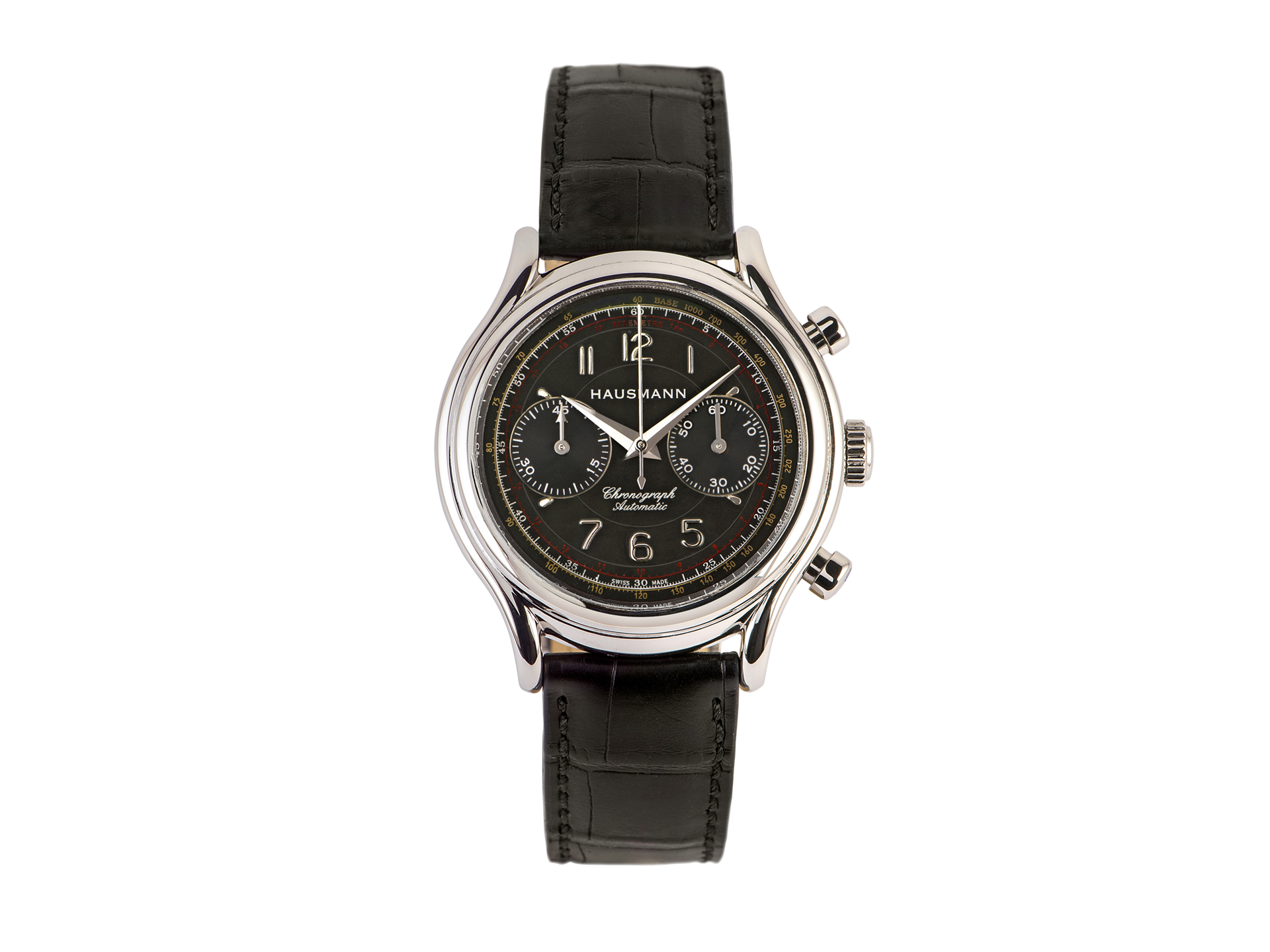 Stainless steel automatic chronograph with black dial