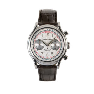 Stainless steel automatic chronograph with white dial