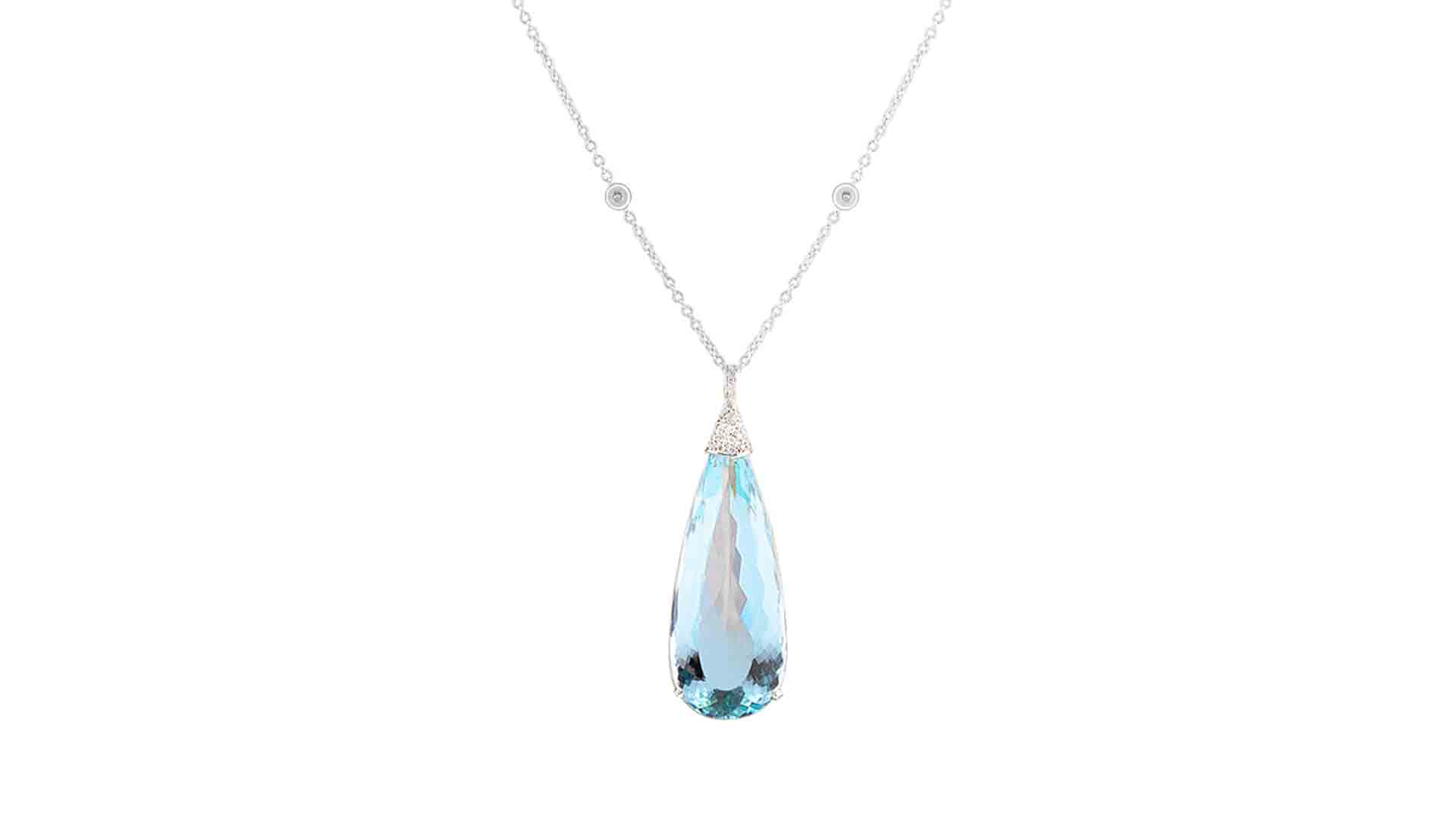 Aquamarine drops pendant with Diamonds