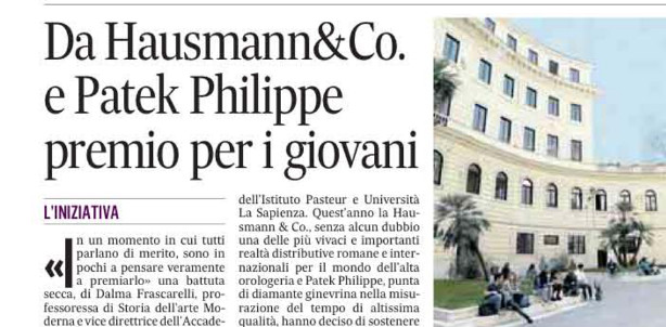 La stampa annuncia il Premio Hausmann & Co./Patek Philippe per le Belle Arti