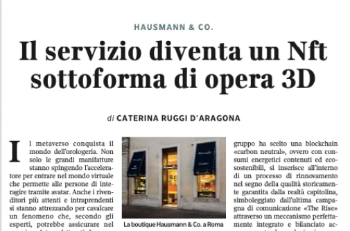Immagine placeholder per l'articolo: Hausmann & Co. è il primo retailer di alta orologeria ad entrare nel Web 3.0