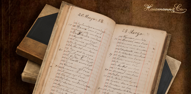 Antichi registri clienti scritti a mano in bella calligrafia: la tradizione Hausmann nei documenti storici