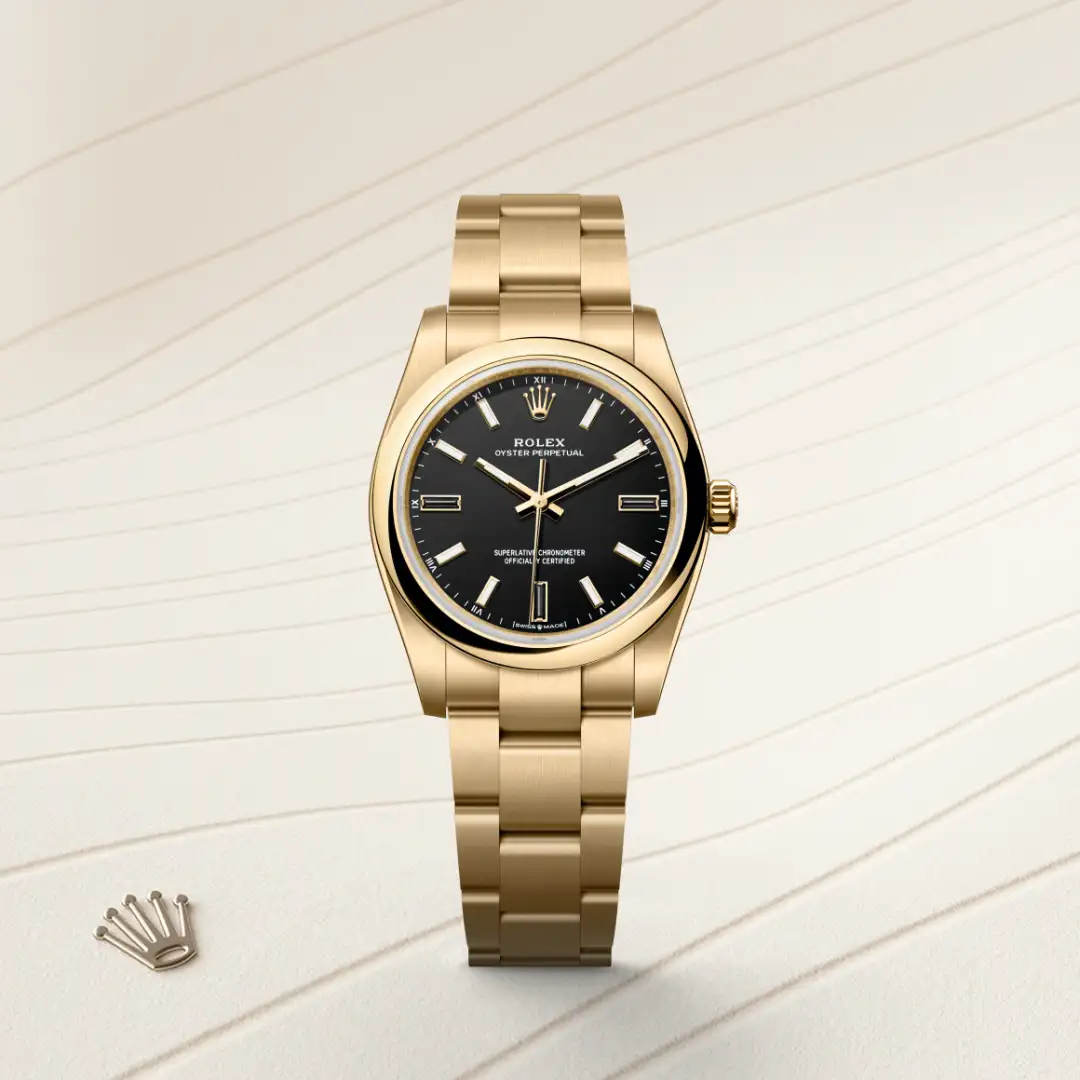 rolex Oyster Perpetual in 18 ct yellow gold, M124208-0001 - Hausmann & Co.