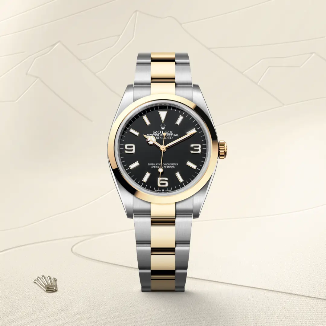 rolex Explorer in Yellow Rolesor - combination of Oystersteel and yellow gold, M124273-0001 - Hausmann & Co.