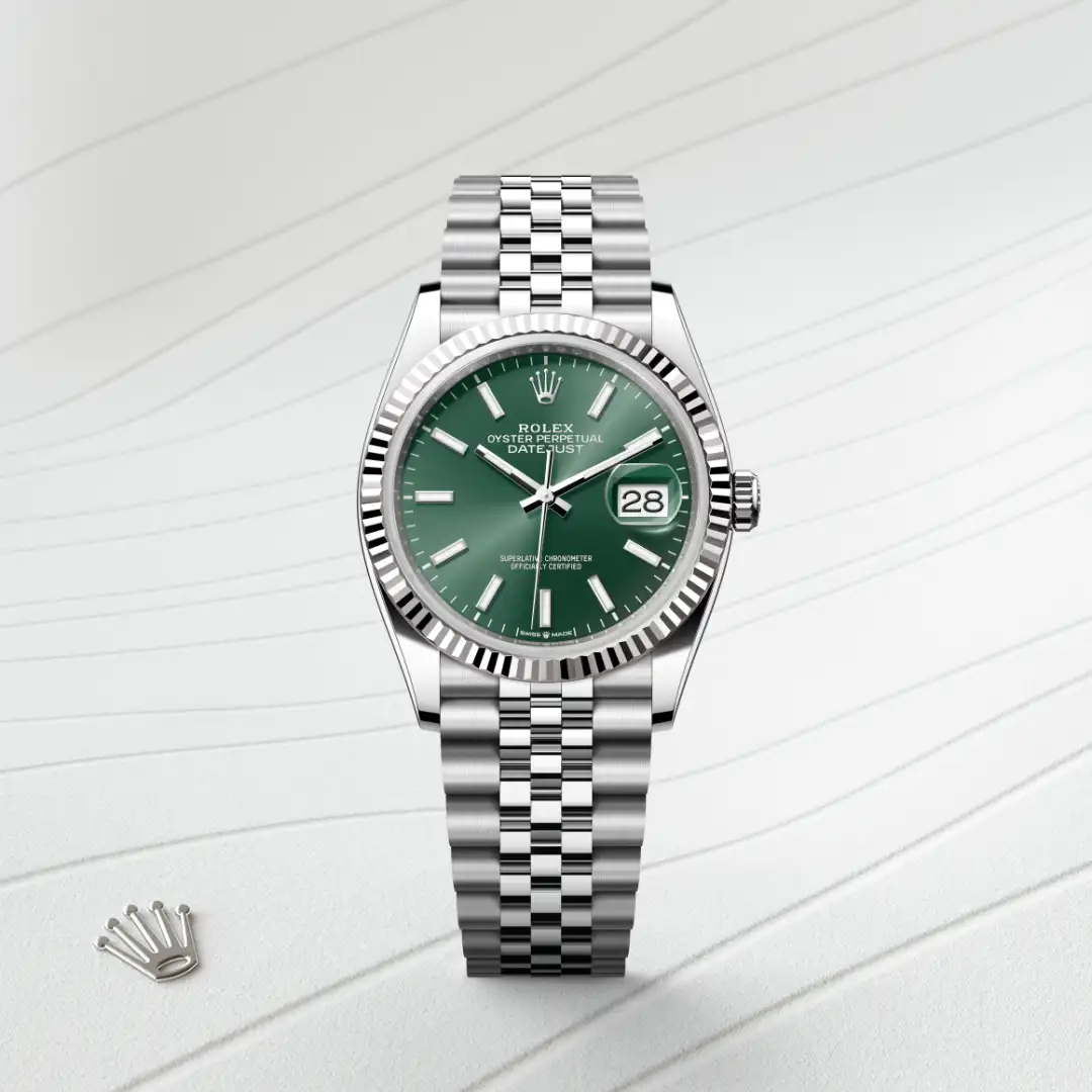 rolex Datejust in White Rolesor - combination of Oystersteel and white gold, M126234-0051 - Hausmann & Co.