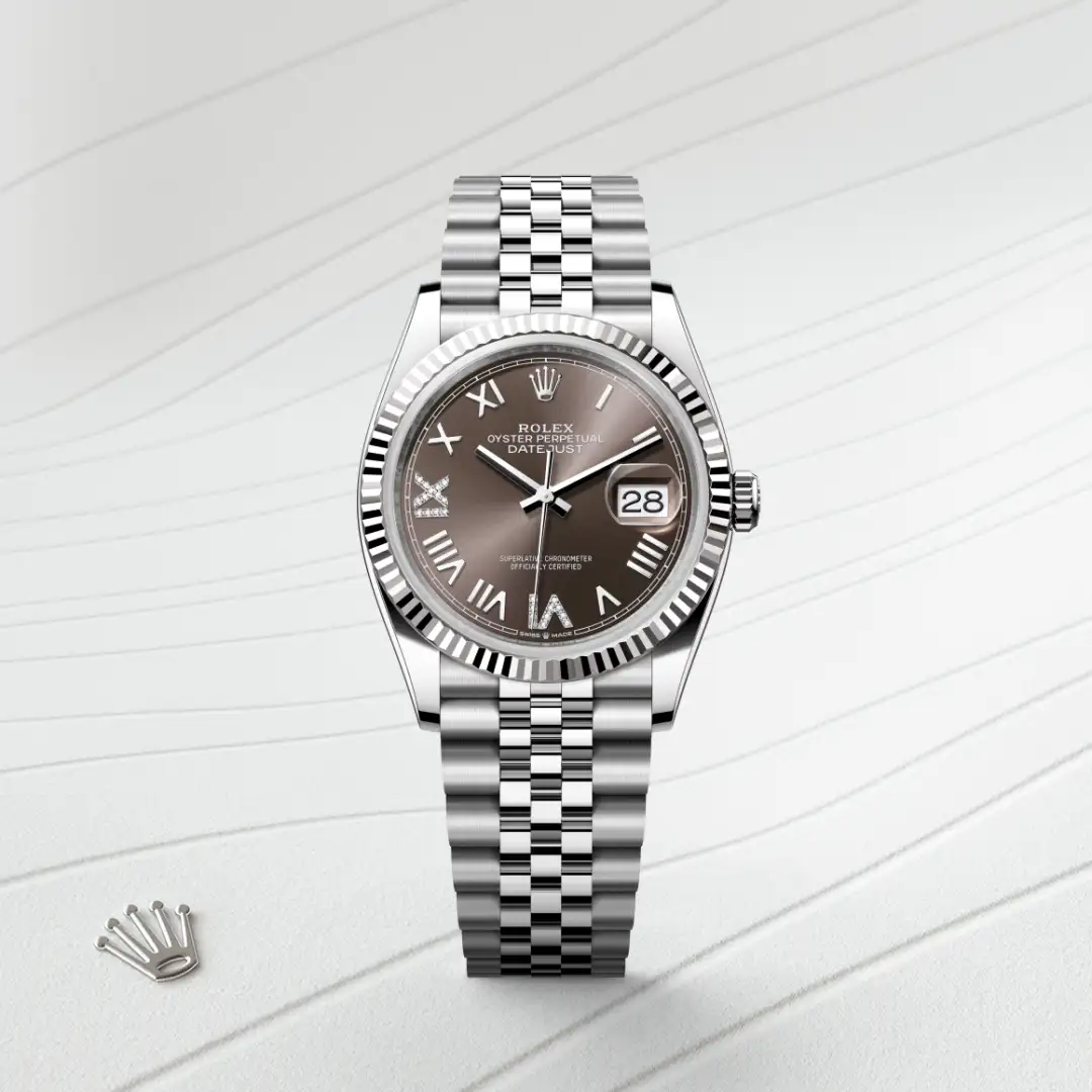rolex Datejust in White Rolesor - combination of Oystersteel and white gold, M126234-0071 - Hausmann & Co.