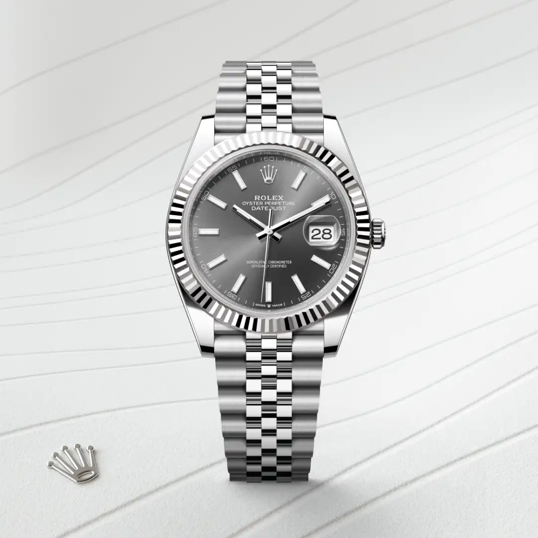 rolex Datejust in White Rolesor - combination of Oystersteel and white gold, M126334-0014 - Hausmann & Co.