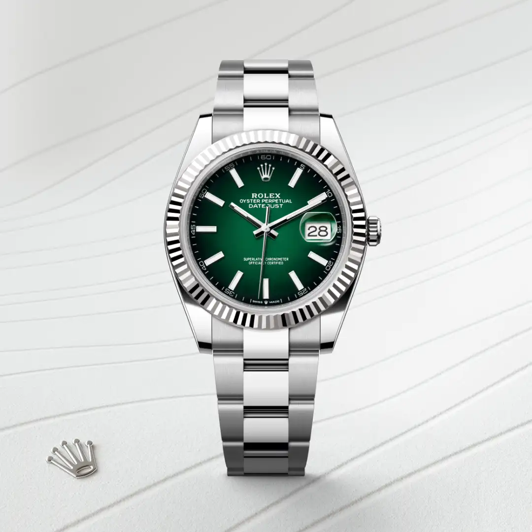 rolex Datejust in White Rolesor - combination of Oystersteel and white gold, M126334-0033 - Hausmann & Co.