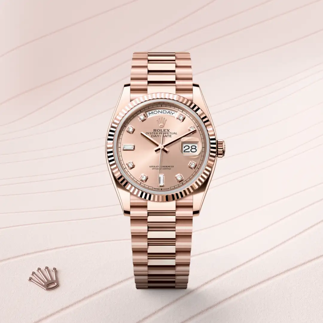 rolex Day-Date in 18 ct Everose gold, M128235-0009 - Hausmann & Co.