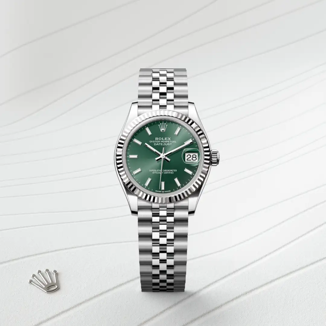 rolex Datejust in White Rolesor - combination of Oystersteel and white gold, M278274-0018 - Hausmann & Co.