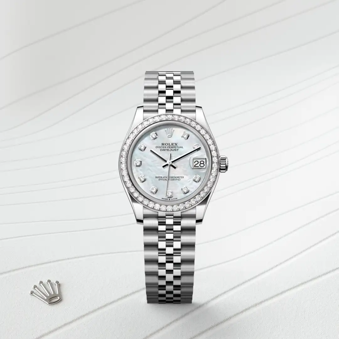 rolex Datejust in White Rolesor - combination of Oystersteel and white gold, M278384RBR-0008 - Hausmann & Co.