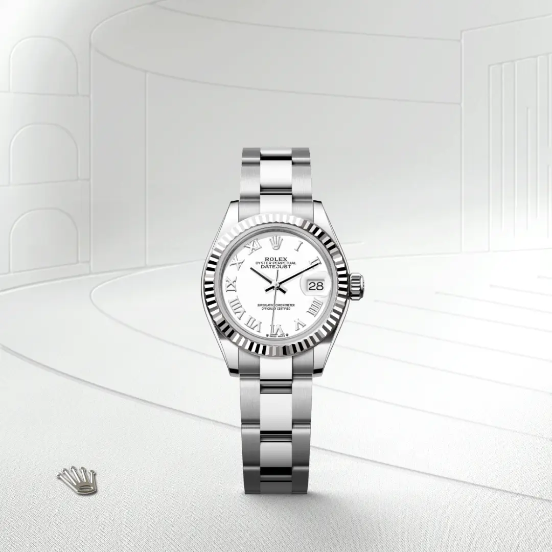 rolex Lady-Datejust in White Rolesor - combination of Oystersteel and white gold, M279174-0020 - Hausmann & Co.