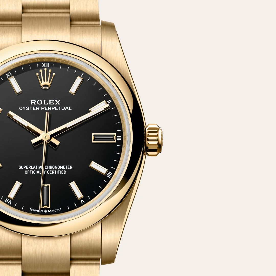 rolex Oyster Perpetual in 18 ct yellow gold, M124208-0001 - Hausmann & Co.