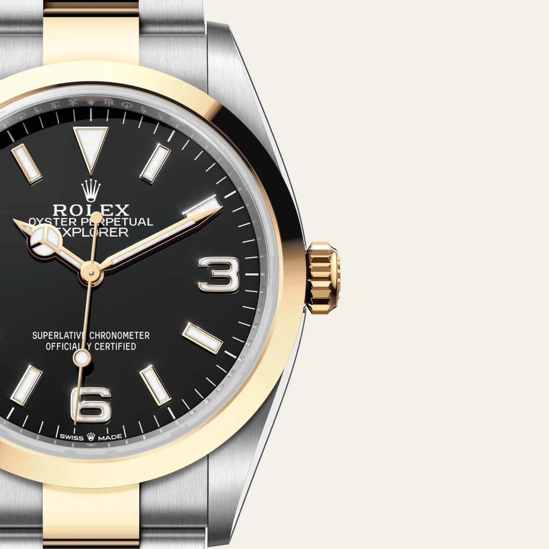 rolex Explorer in Yellow Rolesor - combination of Oystersteel and yellow gold, M124273-0001 - Hausmann & Co.
