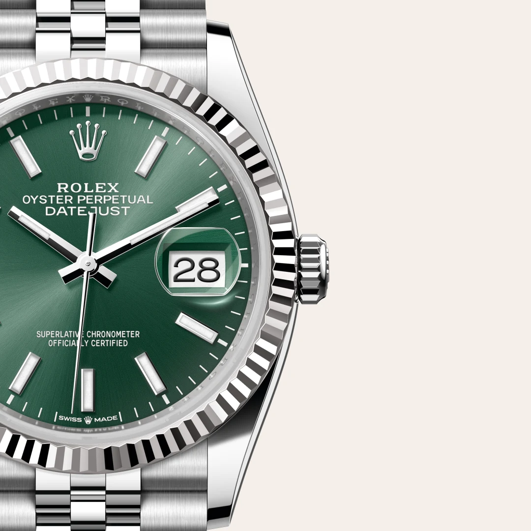 rolex Datejust in White Rolesor - combination of Oystersteel and white gold, M126234-0051 - Hausmann & Co.