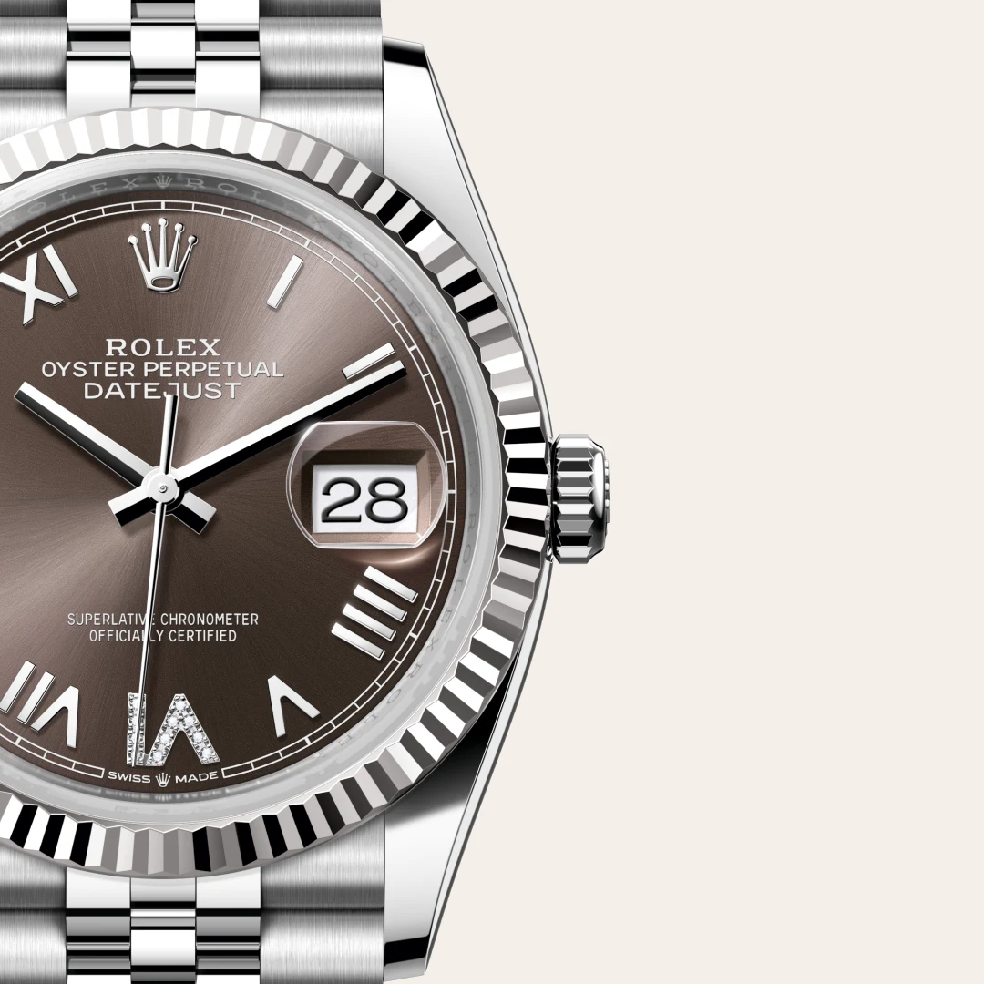 rolex Datejust in White Rolesor - combination of Oystersteel and white gold, M126234-0071 - Hausmann & Co.