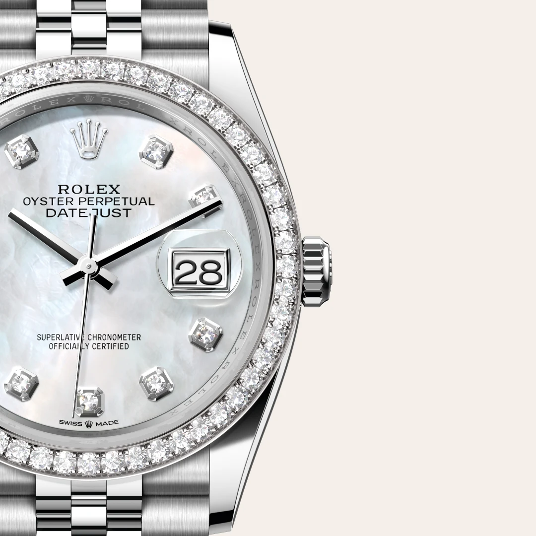 rolex Datejust in White Rolesor - combination of Oystersteel and white gold, M126284RBR-0011 - Hausmann & Co.