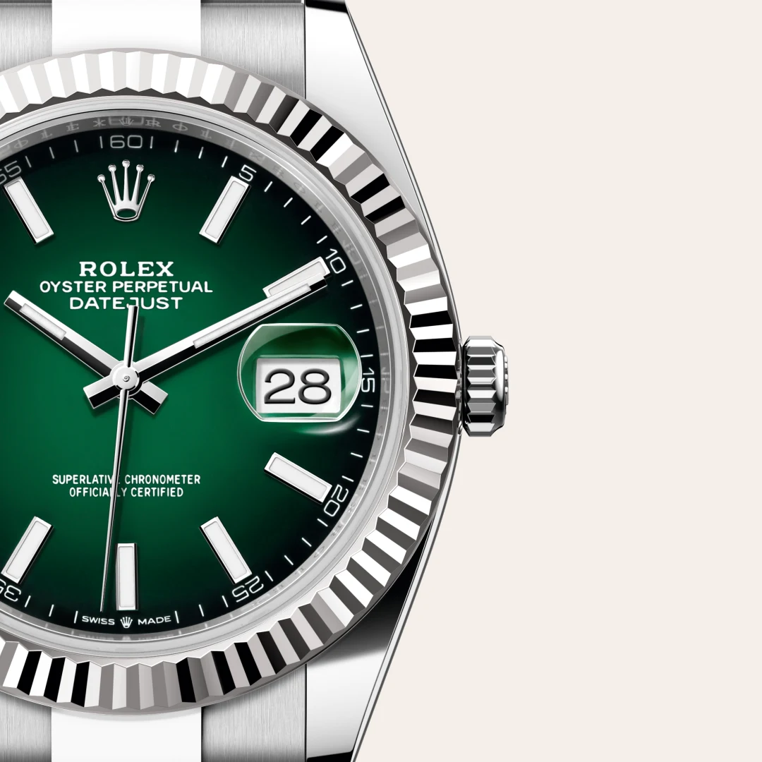 rolex Datejust in White Rolesor - combination of Oystersteel and white gold, M126334-0033 - Hausmann & Co.