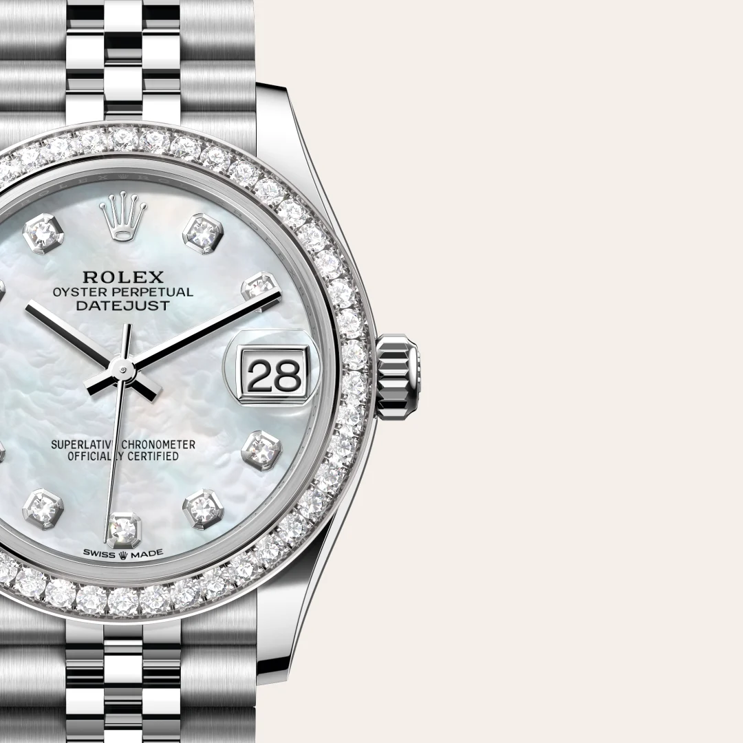 rolex Datejust in White Rolesor - combination of Oystersteel and white gold, M278384RBR-0008 - Hausmann & Co.