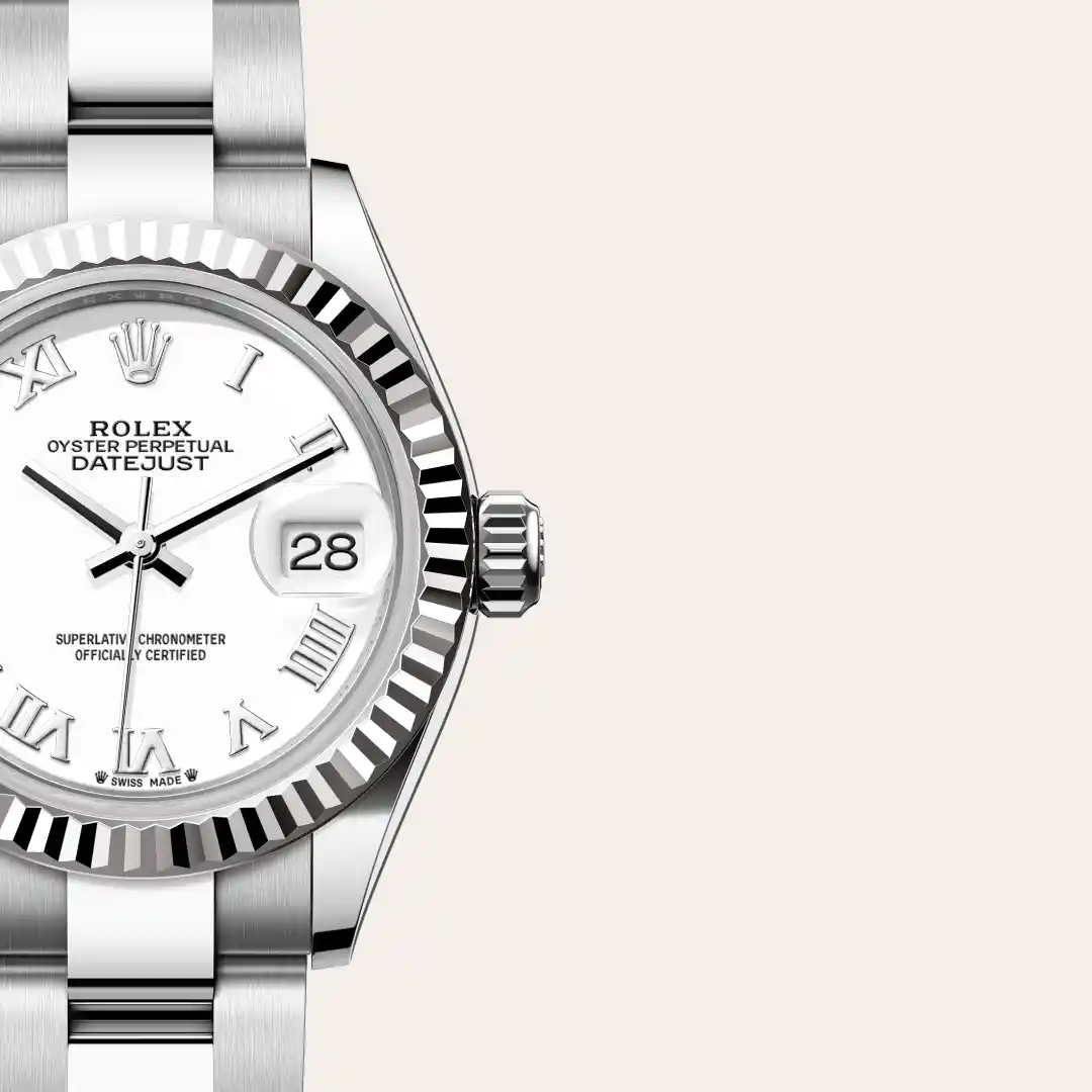 rolex Lady-Datejust in White Rolesor - combination of Oystersteel and white gold, M279174-0020 - Hausmann & Co.